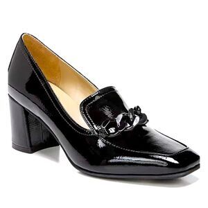 Naturalizer Wynrie Block Heel Loafer Size 8 Black Shine